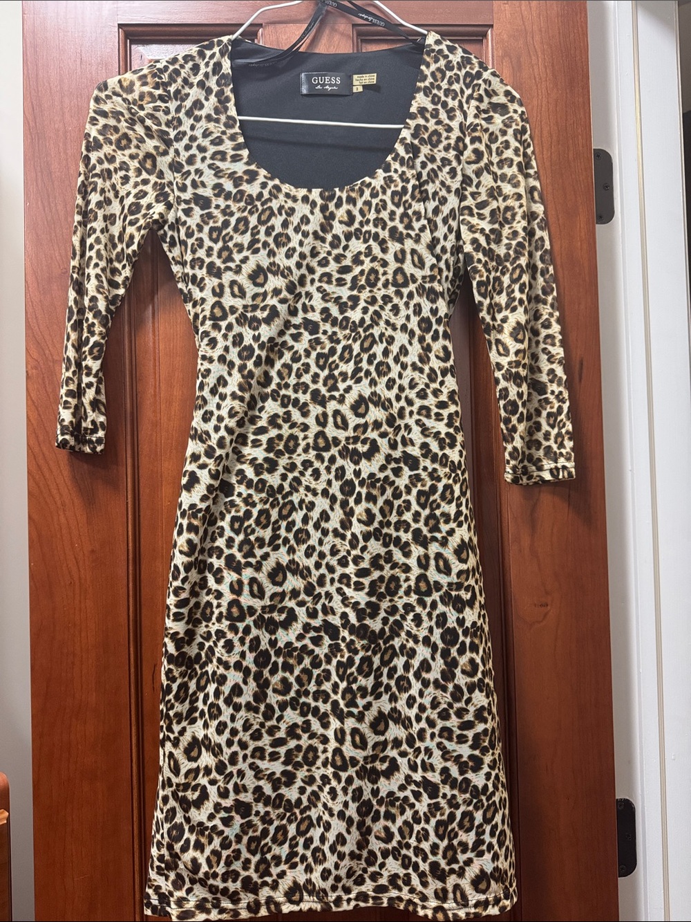 GUESS Leopard Print Midi Dress in Brown and Black
